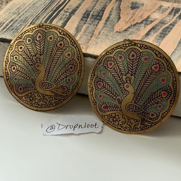 n/a Jewelry - VTG Brass Peacock Earrings 2.5” L, 2.5” H {BIN C}
